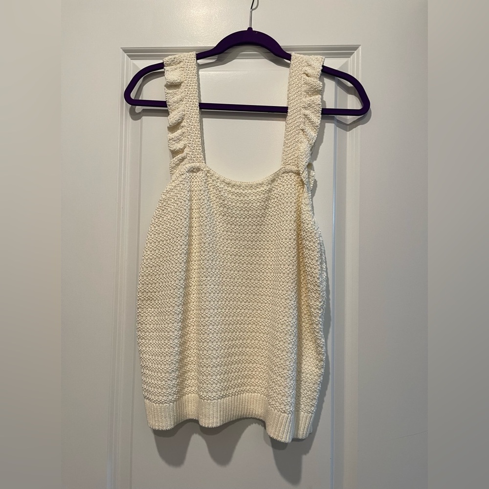 Madewell crocheted ruffle-strap sweater tank